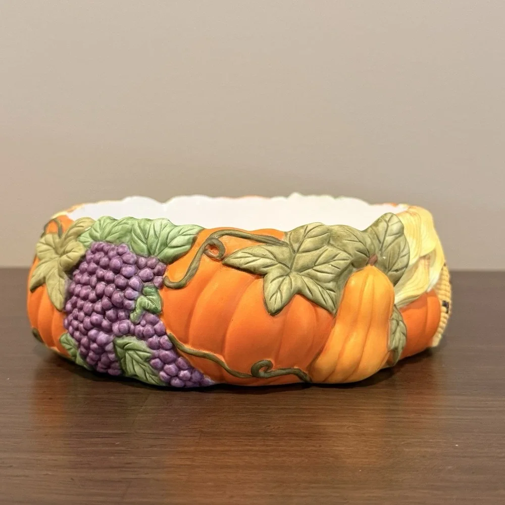 Partylite Harvest Time 3-Wick Holder Retired Fall Decor Cottagecore Thanksgiving